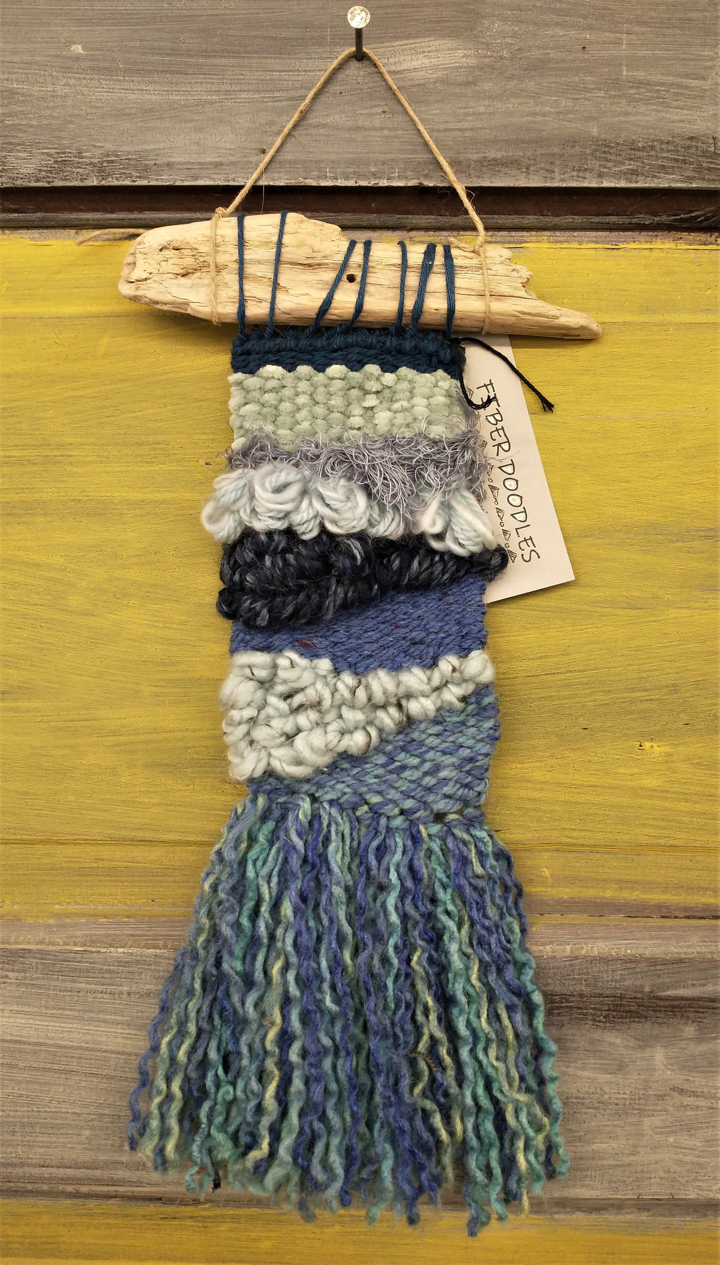 Fiberdoodles - Handwoven Wallhangings  on driftwood hangers